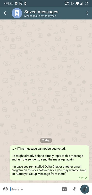 Delta Chat Unable to Decrypt