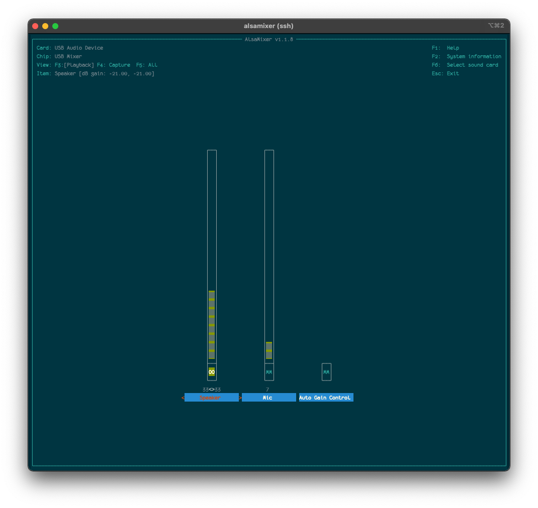 alsamixer - USB 3D Sound