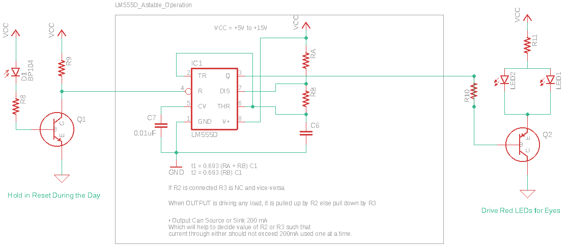 Circuit Blinking LEDs, with Photo Diode Trigger and LED Driver